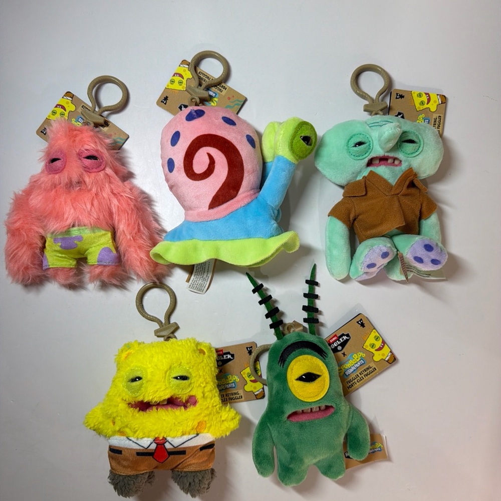 SpongeBob & Friends Fuggler Keyring Rare COMPLETE SET Ugly Monster Keychain New